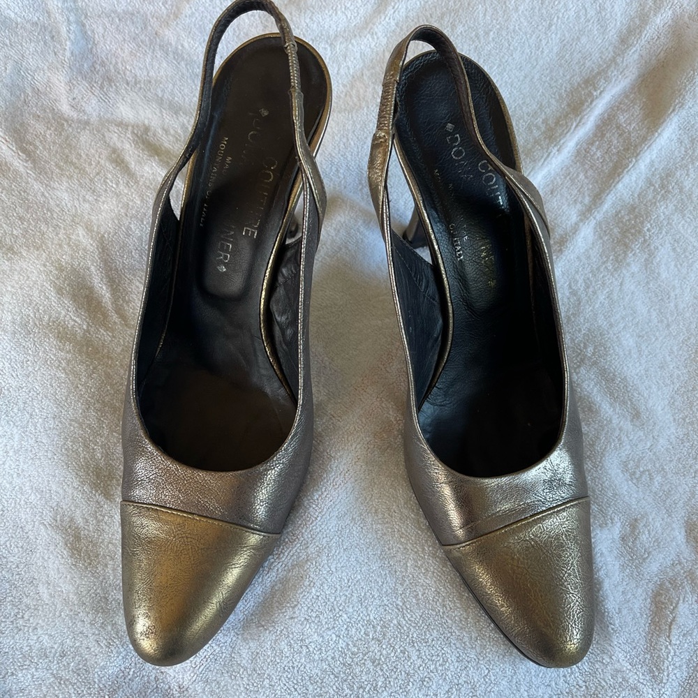 Donald J Pliner metallic bronze and gold slingbacks size 8
